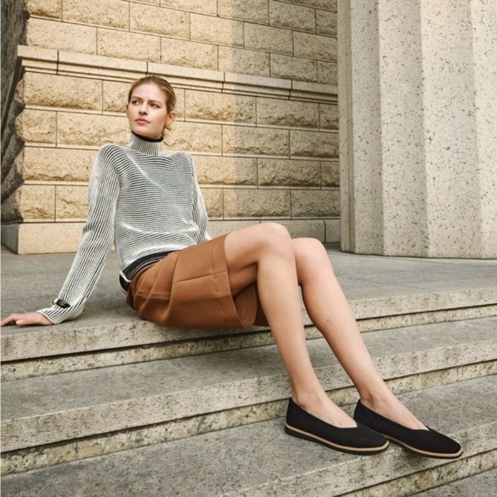 VIVAIA Black Square Toe Flat Shoes for All-Day Standing Comfort EU/38 US/7-7.5
